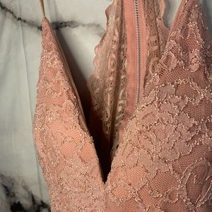 long pink glitter prom dress